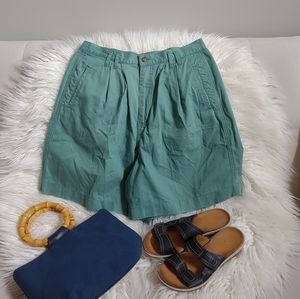 Shorts HIGH WAISTED Vintage Van Huesen For Her Size 14 Teal Green Plus Size